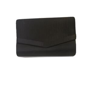 Satin Evening Bag Black Clutch Vintage La Regale With Shoulder Strap Cord